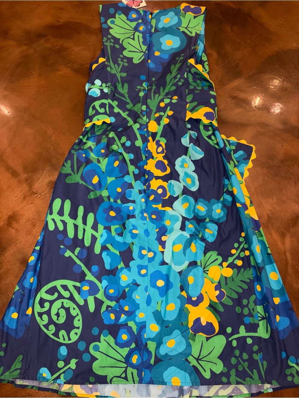 Lesley Evers Sleeveless V-Neck Floral Fit & Flare Dress in Navy and Blue NWT - Picture 5 of 5